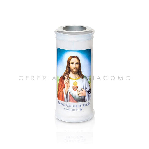 Luxì Sacro Cuore di Gesù - Cero votivo elettrico h. 11 cm - Bianco